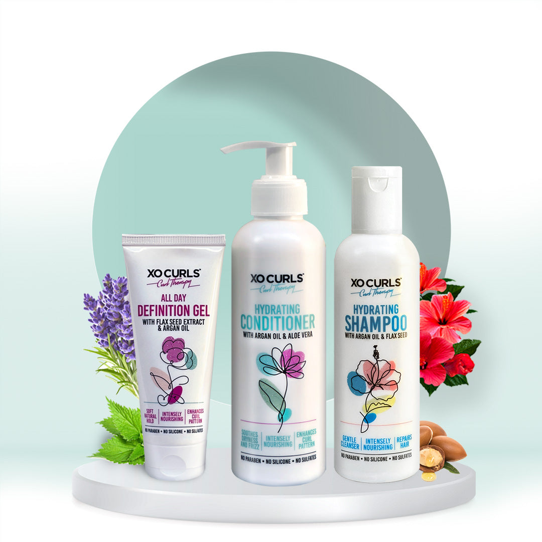 Shampoo, Conditioner, and Gel Combo: Achieve soft, frizz-free hair with this combination of shampoo, conditioner, and gel