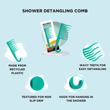 Shower Detangling Comb - Green