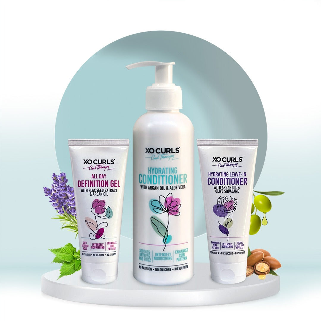 Conditioner, Leave-in, and Gel Combo: Tame frizz and dryness with this combination of conditioner, leave-in conditioner, and gel.