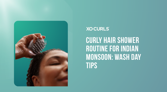 Curly Hair Shower Routine for Indian Monsoon: Wash Day Tips with the image of a scalp massager and a model holding it.