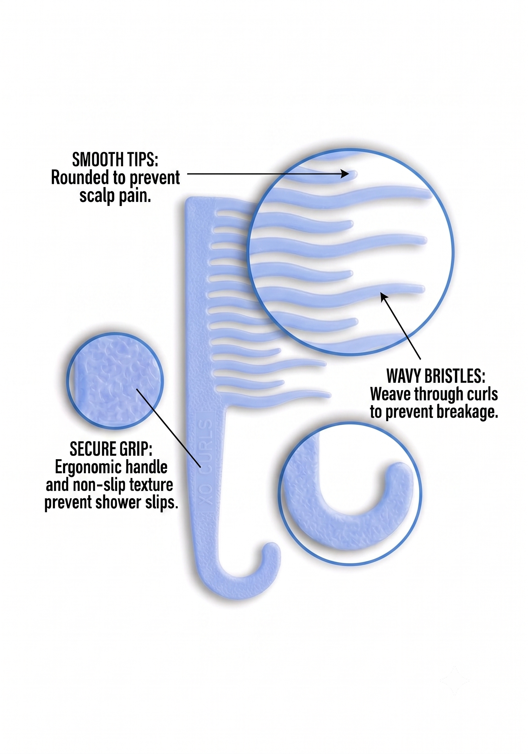 Shower Detangling Comb - Blue
