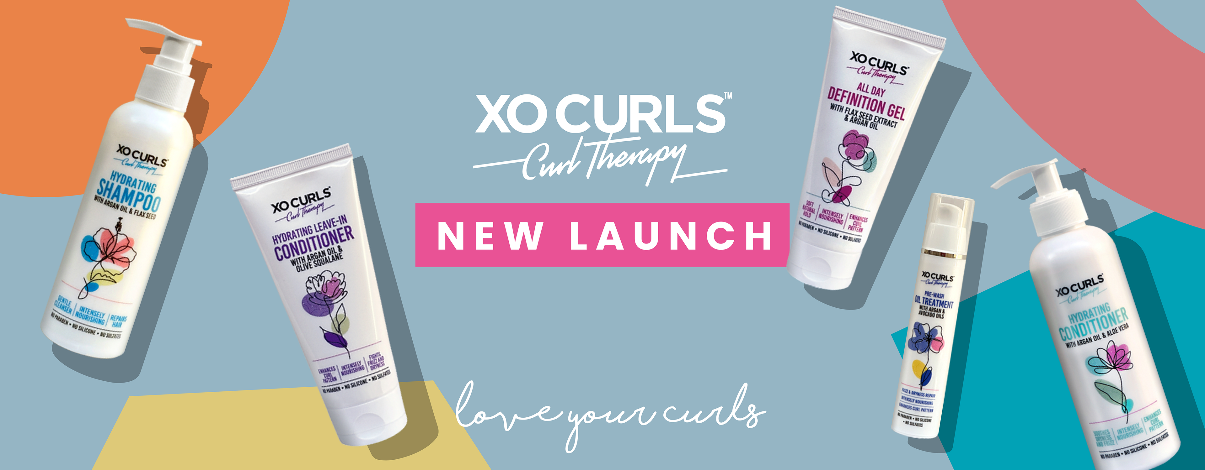Xo Curls Curl Therapy - New Hydrating Shampoo, New Hydrating Leave-in Conditioner, New All Day Definition Gell, New Hydrating Conditioner