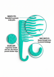 Shower Detangling Comb - Green