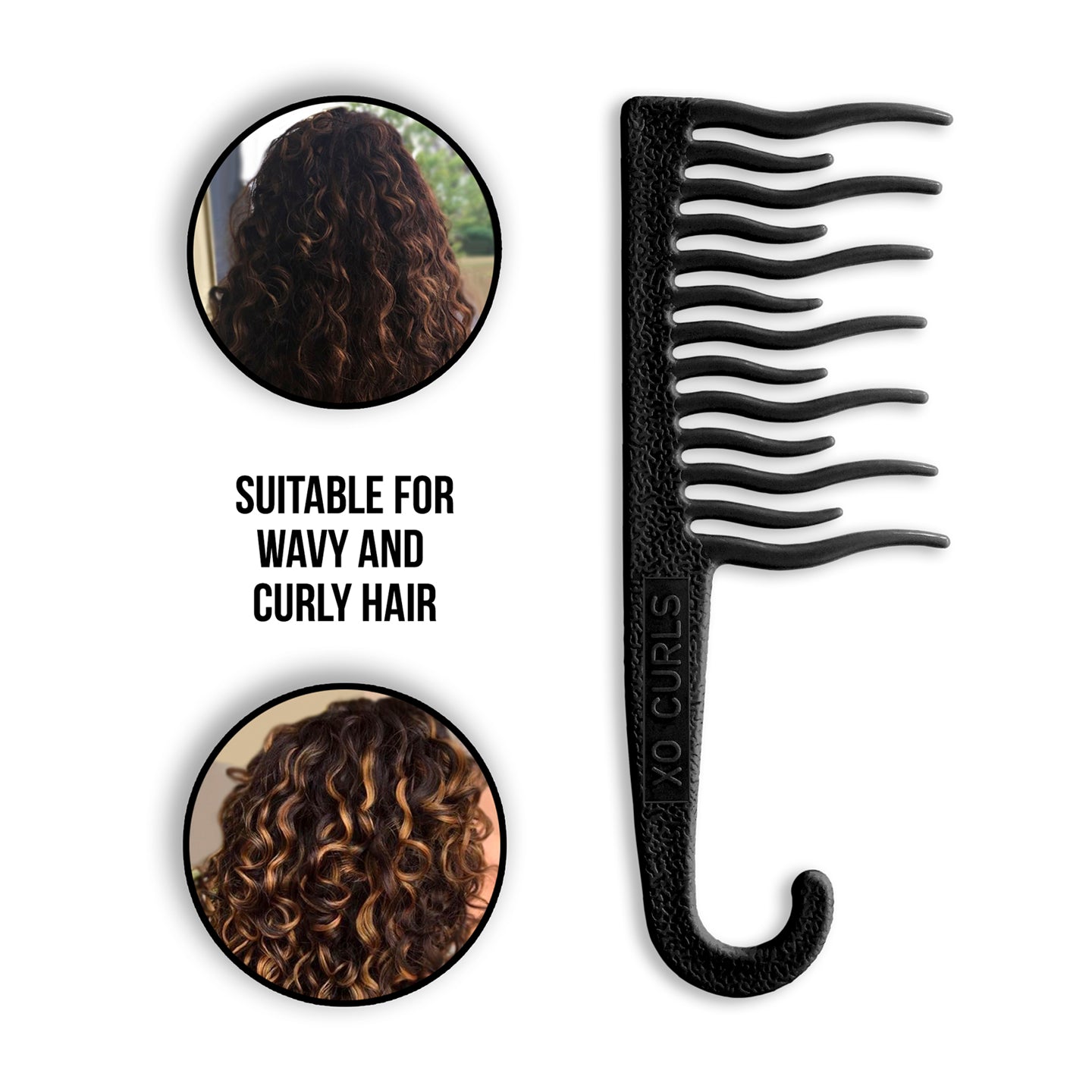 Shower Detangling Comb Black XO Curls