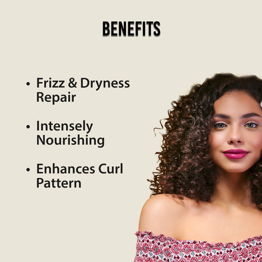 Frizz and Dryness Repair., Intensely nourishing and curl pattern enhancing